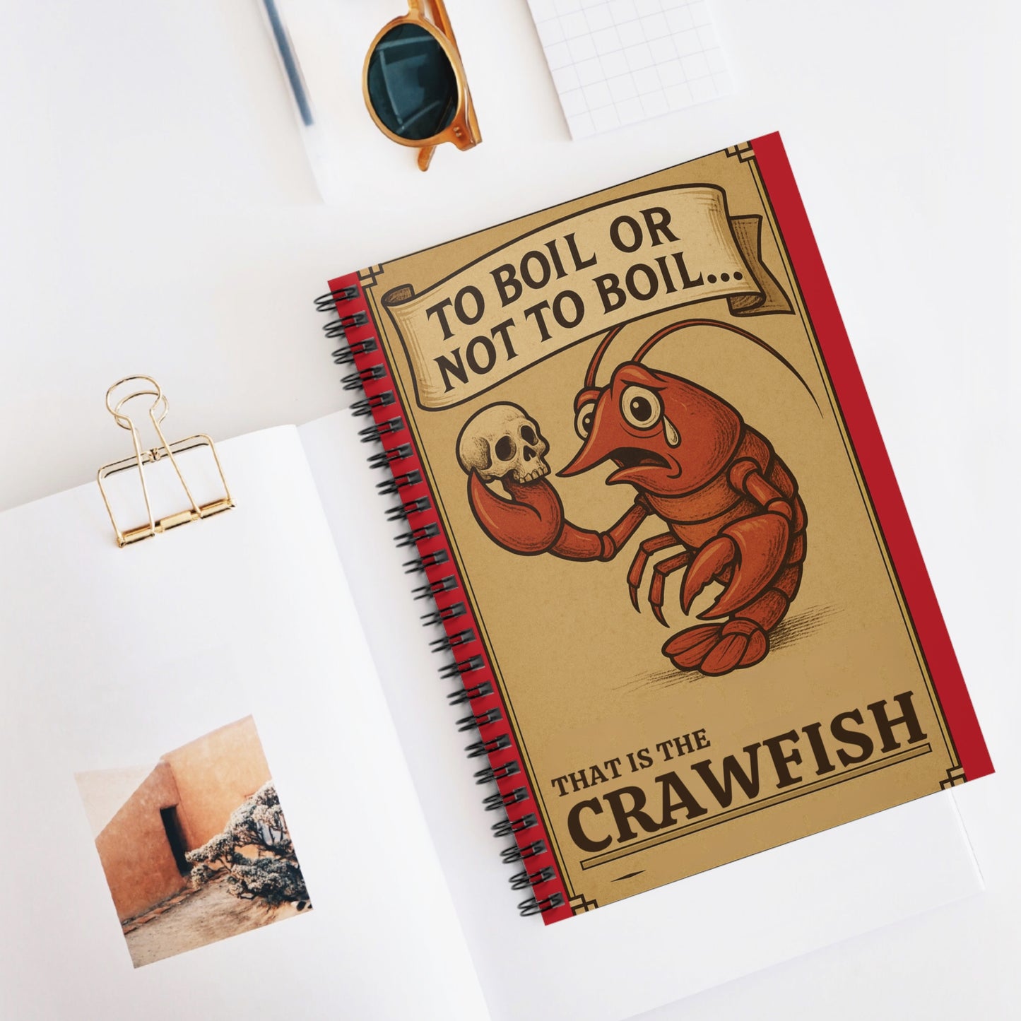 Crawfish-Themed Spiral Notebook - Funny Boiling Quote, Gift for Seafood Lovers, Journal, School Supplies, Cute Humor Notebook