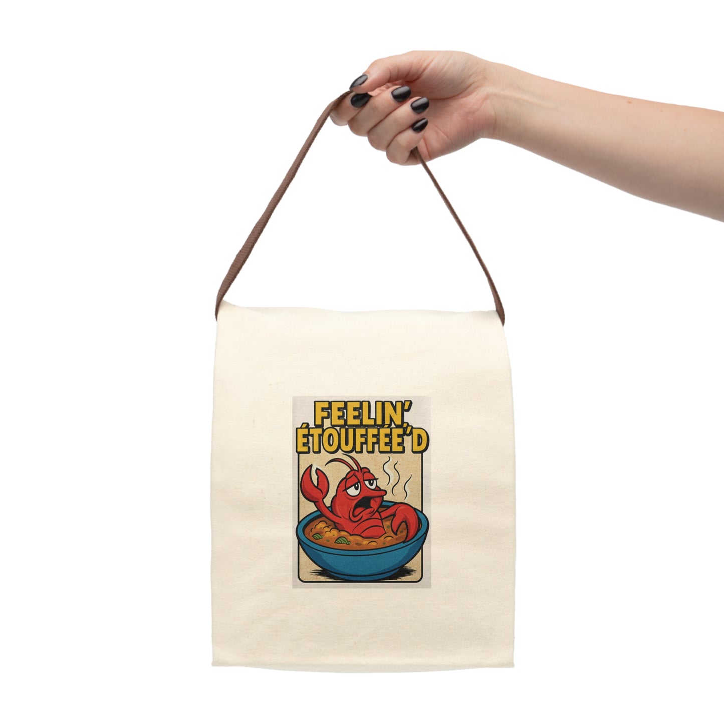 Playful Canvas Lunch Bag - 'Feelin' Etouffee'd' Design for Food Lovers, Eco-Friendly Tote, Cute Lunchbox, Gift for Chefs, Funny Cooking