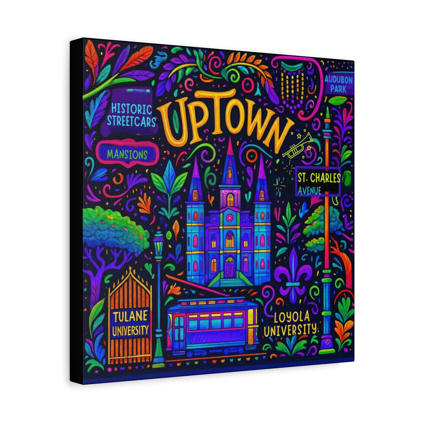 Canvas Print - Uptown New Orleans Neon Jazz Doodle Art Style
