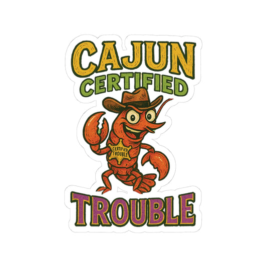 Cajun Certified Trouble Stickers, Fun Laptop Decor, Gift for Seafood Lovers, Party Decor, Whimsical Art Stickers