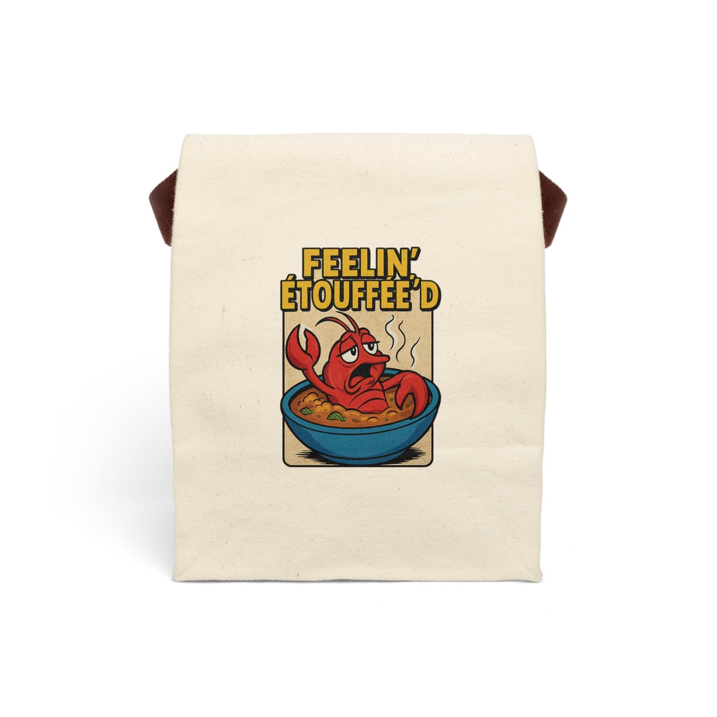 Funny Crawfish Canvas Lunch Bag - Feelin' Étouffée'd, Reusable Tote, Eco-Friendly, Perfect for Work, School, Picnics