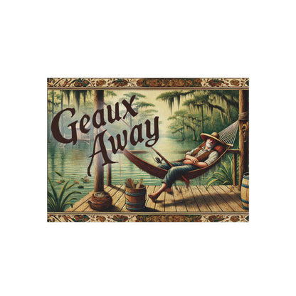 Outdoor Rug: 'Geaux Away' Cozy Patio Mat for Relaxation, Garden Decor, Camping Accessory, Summer Vibes