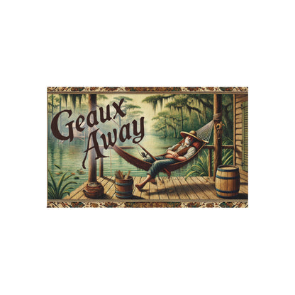 Outdoor Rug: 'Geaux Away' Cozy Patio Mat for Relaxation, Garden Decor, Camping Accessory, Summer Vibes