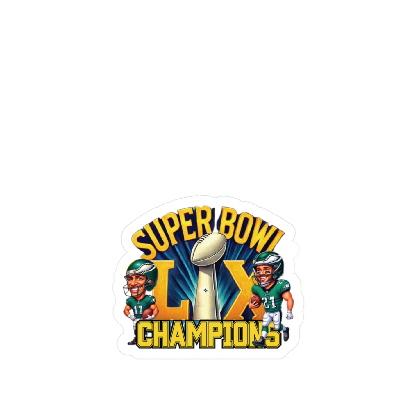 Sticker Decals - Philadelphia Eagles Super Bowl LIX Champions Caricature Design