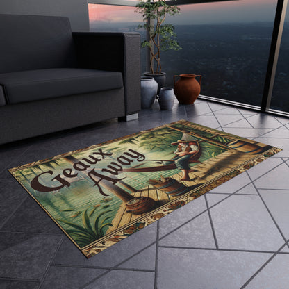 Outdoor Rug: 'Geaux Away' Cozy Patio Mat for Relaxation, Garden Decor, Camping Accessory, Summer Vibes