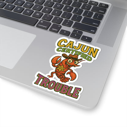 Cajun Certified Trouble Stickers, Fun Laptop Decor, Gift for Seafood Lovers, Party Decor, Whimsical Art Stickers