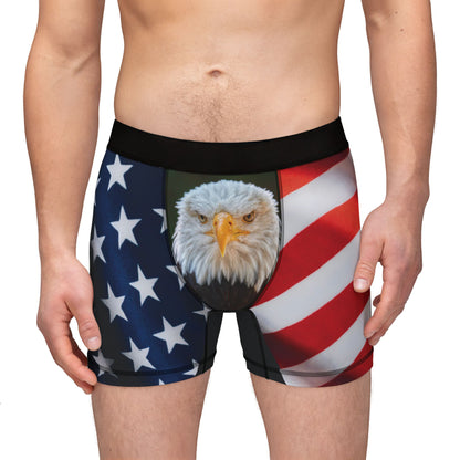 Patriotic Eagle Men's Boxer Shorts - American Flag Print