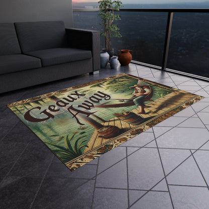 Outdoor Rug: 'Geaux Away' Cozy Patio Mat for Relaxation, Garden Decor, Camping Accessory, Summer Vibes