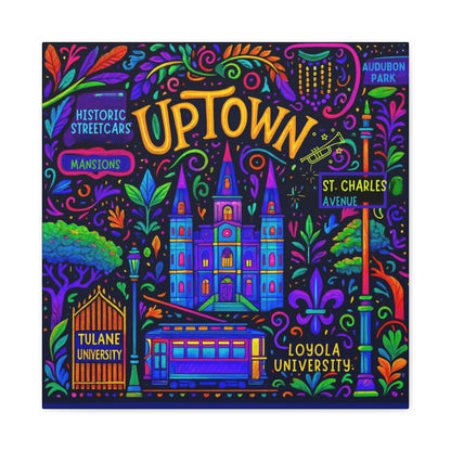 Canvas Print - Uptown New Orleans Neon Jazz Doodle Art Style