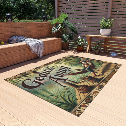 Outdoor Rug: 'Geaux Away' Cozy Patio Mat for Relaxation, Garden Decor, Camping Accessory, Summer Vibes