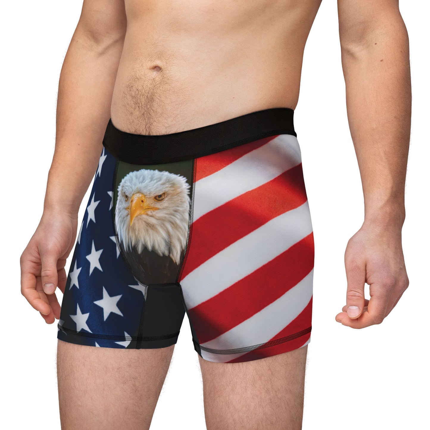 Patriotic Eagle Men's Boxer Shorts - American Flag Print