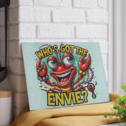 Lively Glass Cutting Board with Fun Crawfish Design, Kitchen Decor, Gift for Chefs, Mardi Gras Party Essential, Cooking Charcuterie Board