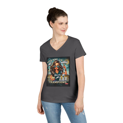 Super Bowl LIX Philadelphia Eagles Champion Ladies' V-Neck T-Shirt - Perfect for Game Day Celebrations!