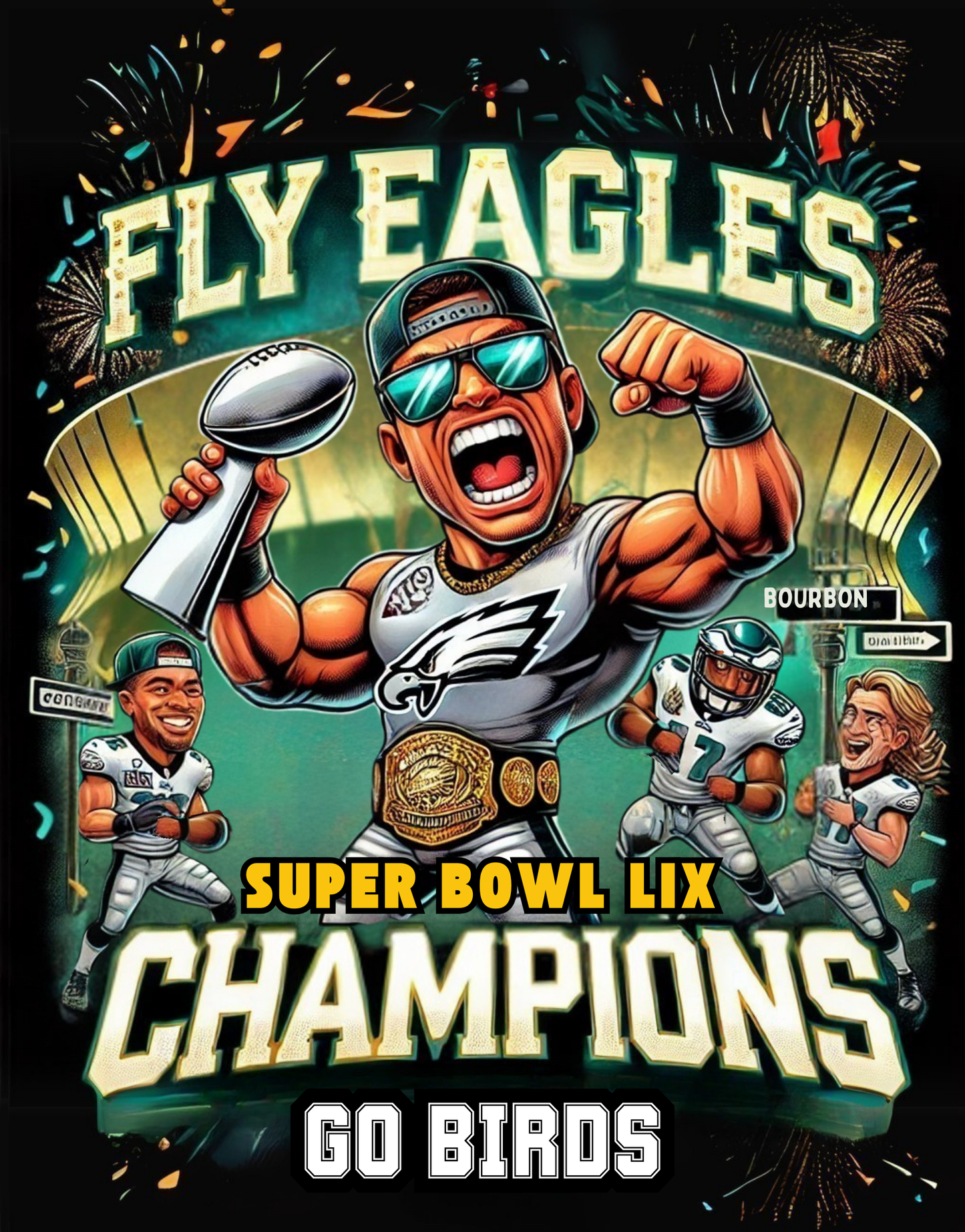 Philadelphia Eagles Super Bowl LIX Champions Caricature Unisex T-Shirt