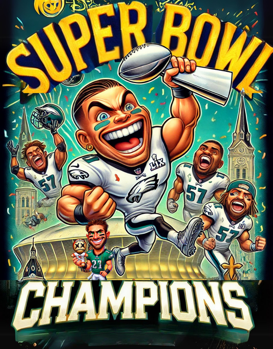 Caricature Style Super Bowl LIX Champions Philadelphia Eagles unisex T-Shirt