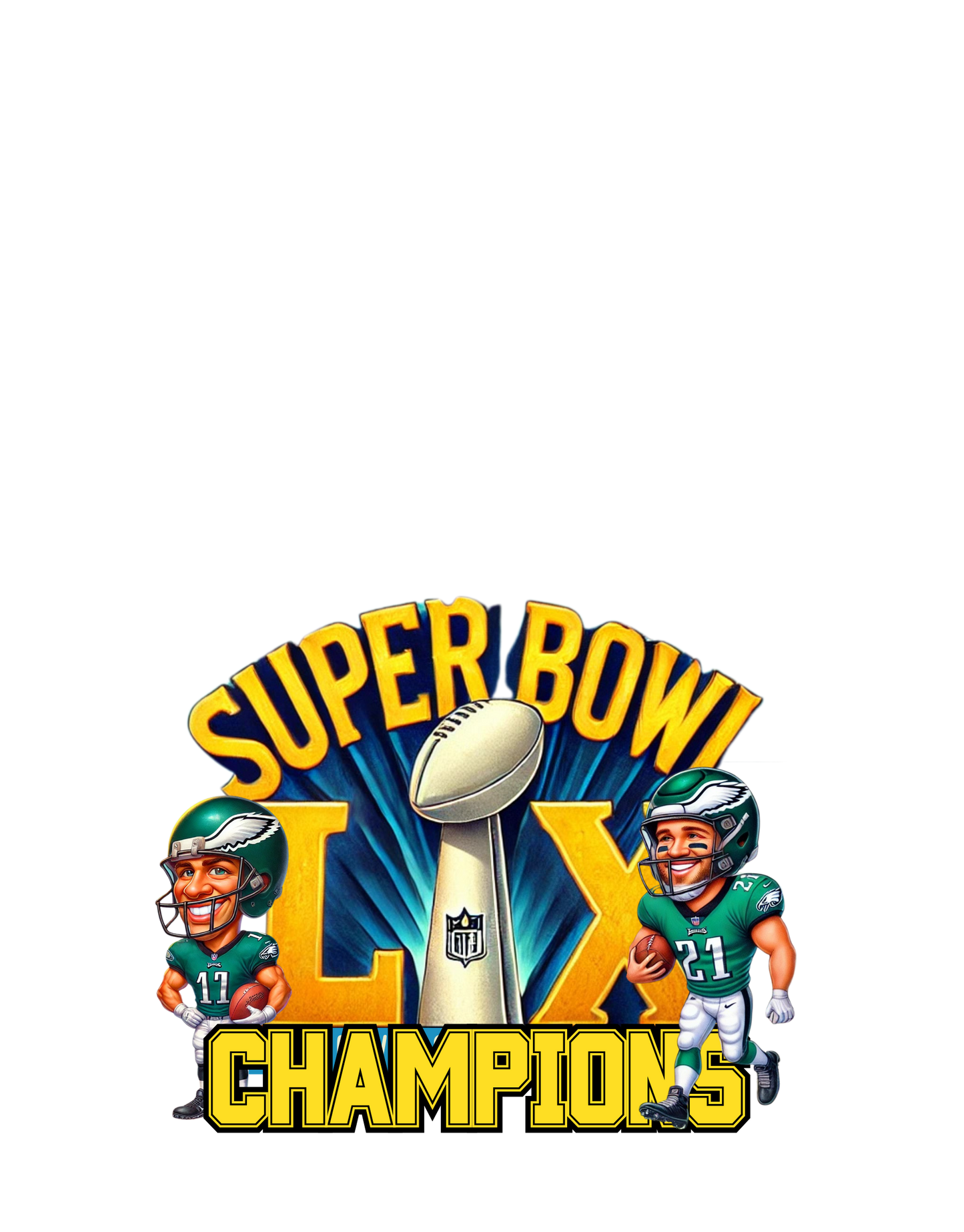 Sticker Decals - Philadelphia Eagles Super Bowl LIX Champions Caricature Design