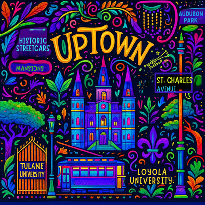 Canvas Print - Uptown New Orleans Neon Jazz Doodle Art Style