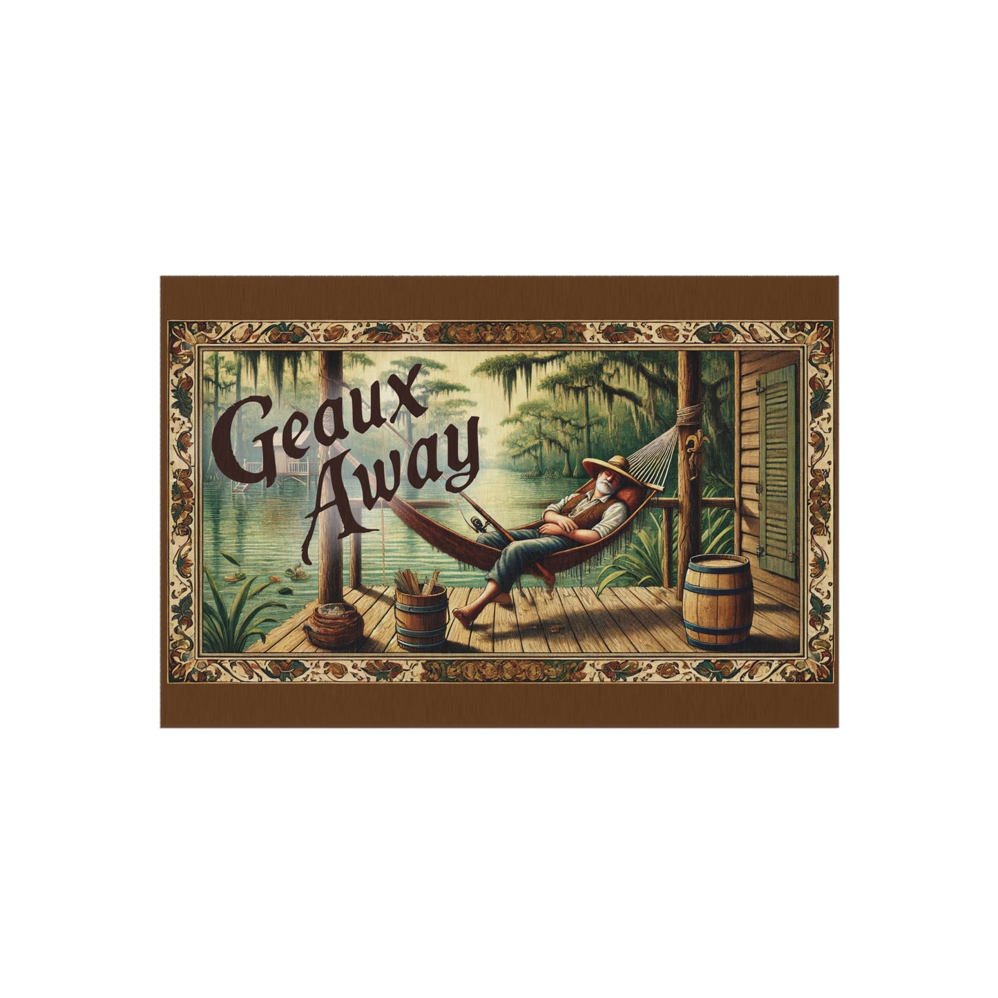 Outdoor Rug: 'Geaux Away' Cozy Patio Mat for Relaxation, Garden Decor, Camping Accessory, Summer Vibes