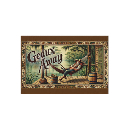 Outdoor Rug: 'Geaux Away' Cozy Patio Mat for Relaxation, Garden Decor, Camping Accessory, Summer Vibes