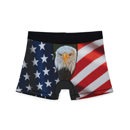 Patriotic Eagle Men's Boxer Shorts - American Flag Print