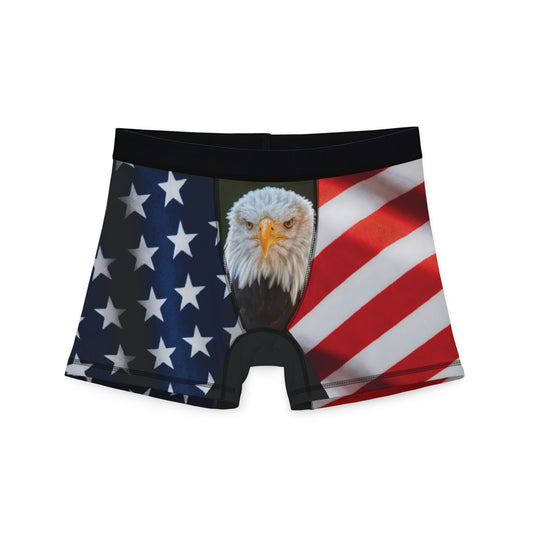 Patriotic Eagle Men's Boxer Shorts - American Flag Print