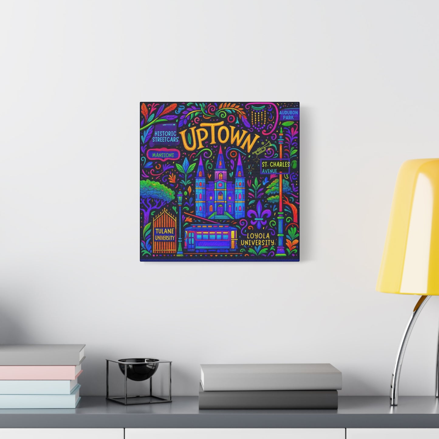 Canvas Print - Uptown New Orleans Neon Jazz Doodle Art Style
