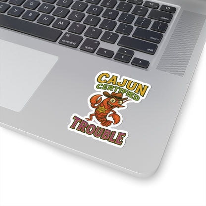 Cajun Certified Trouble Stickers, Fun Laptop Decor, Gift for Seafood Lovers, Party Decor, Whimsical Art Stickers