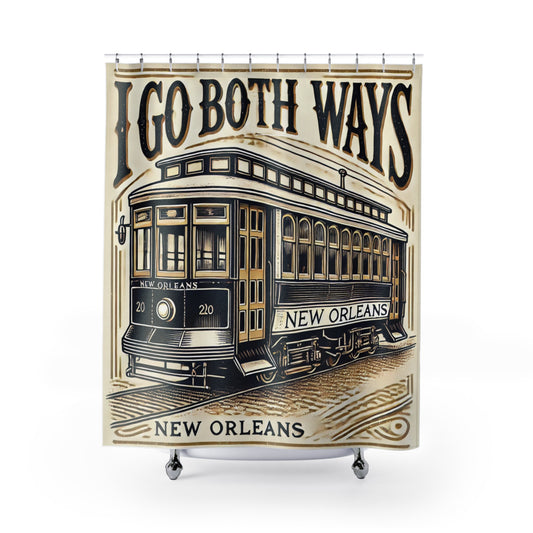 Shower Curtains - New Orleans Streetcar 'I go both ways' Design