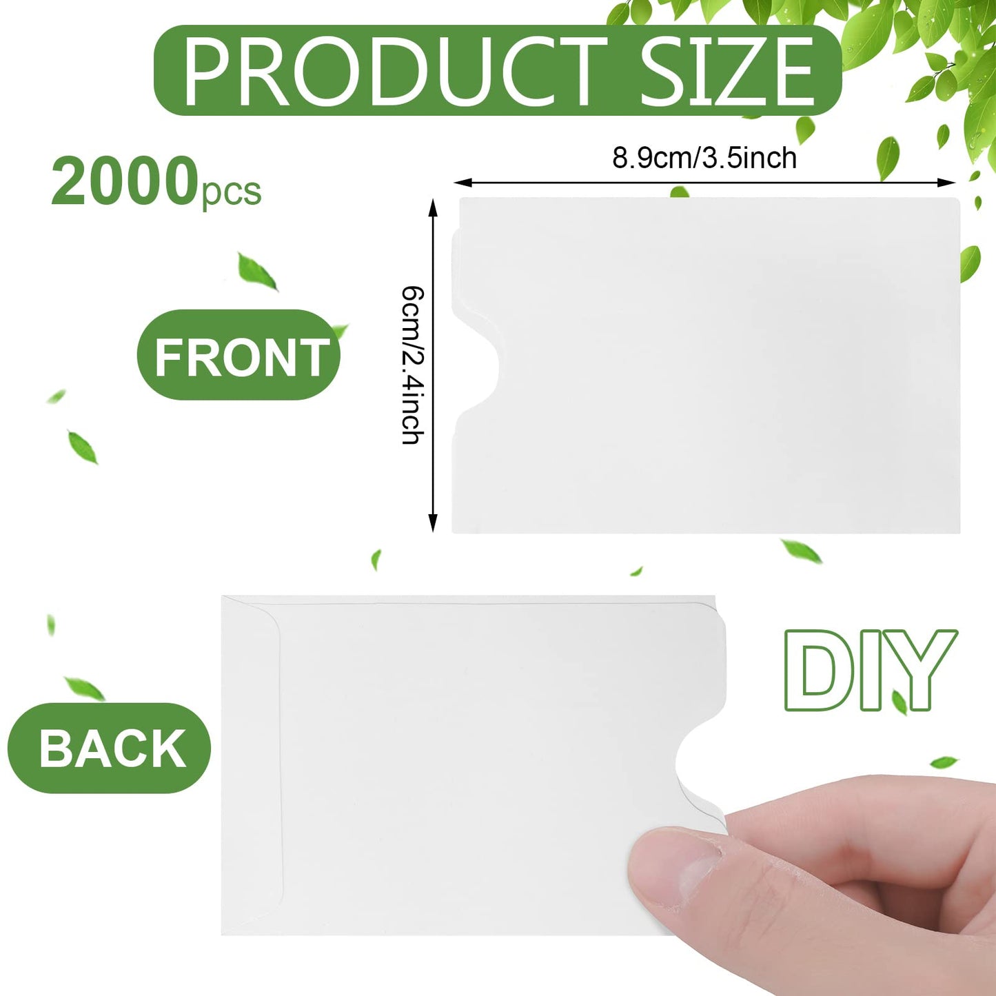 Thenshop 2000 Pieces Credit Card Sleeves Hotel Key Holder Blank Gift Envelopes Writable Printable Gift Card Sleeves White Key Sleeve Protector for Business, 2.4 x 3.5 Inch(White)