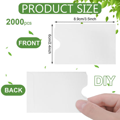 Thenshop 2000 Pieces Credit Card Sleeves Hotel Key Holder Blank Gift Envelopes Writable Printable Gift Card Sleeves White Key Sleeve Protector for Business, 2.4 x 3.5 Inch(White)