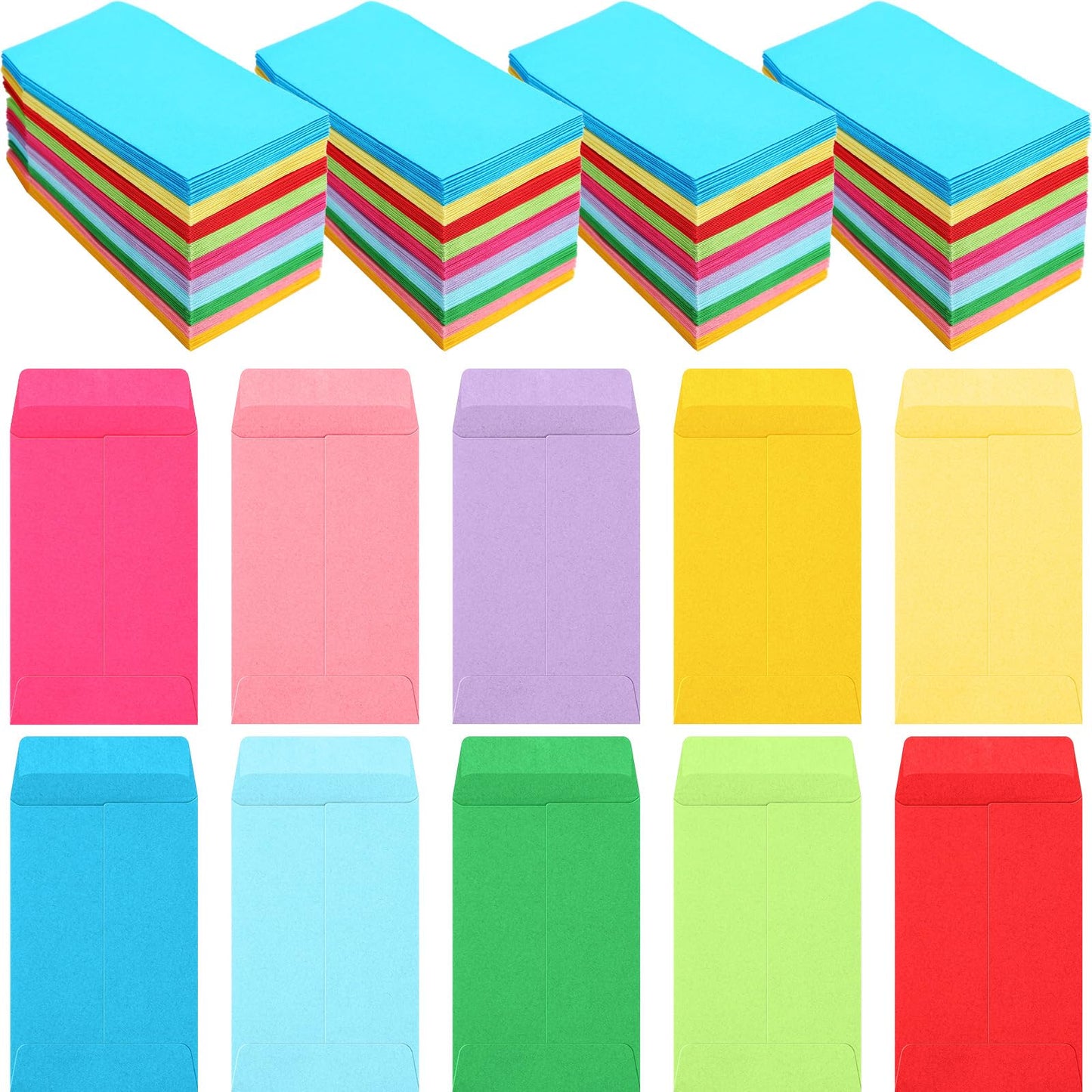 1000 Pcs 2.25 x 3.5 Inch Coin Envelopes Bulk Small Envelopes Self Adhesive for Money Cash Key Storage Home Office Supplies(Multicolor)