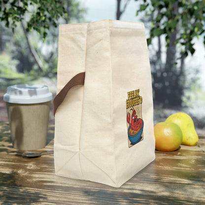 Funny Crawfish Canvas Lunch Bag - Feelin' Étouffée'd, Reusable Tote, Eco-Friendly, Perfect for Work, School, Picnics