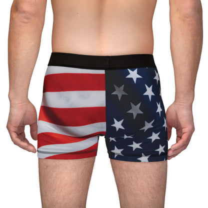 Patriotic Eagle Men's Boxer Shorts - American Flag Print