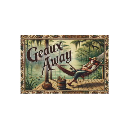 Outdoor Rug: 'Geaux Away' Cozy Patio Mat for Relaxation, Garden Decor, Camping Accessory, Summer Vibes